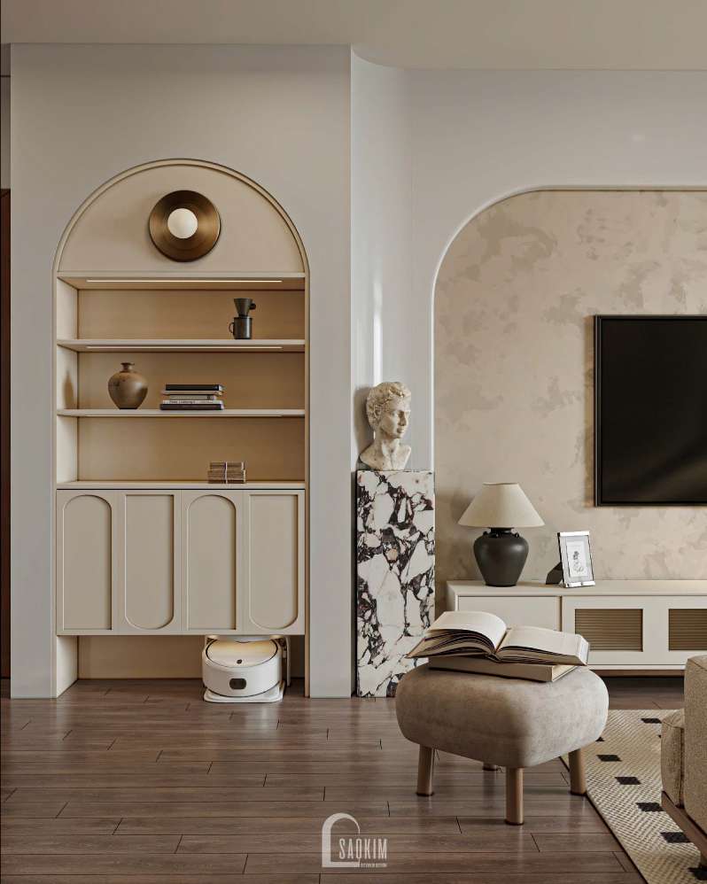 Thiết kế nội thất phòng khách phong cách Parisian mix Modern 